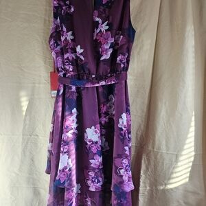 Jennifer Lopez Purple Floral High-Low Dress